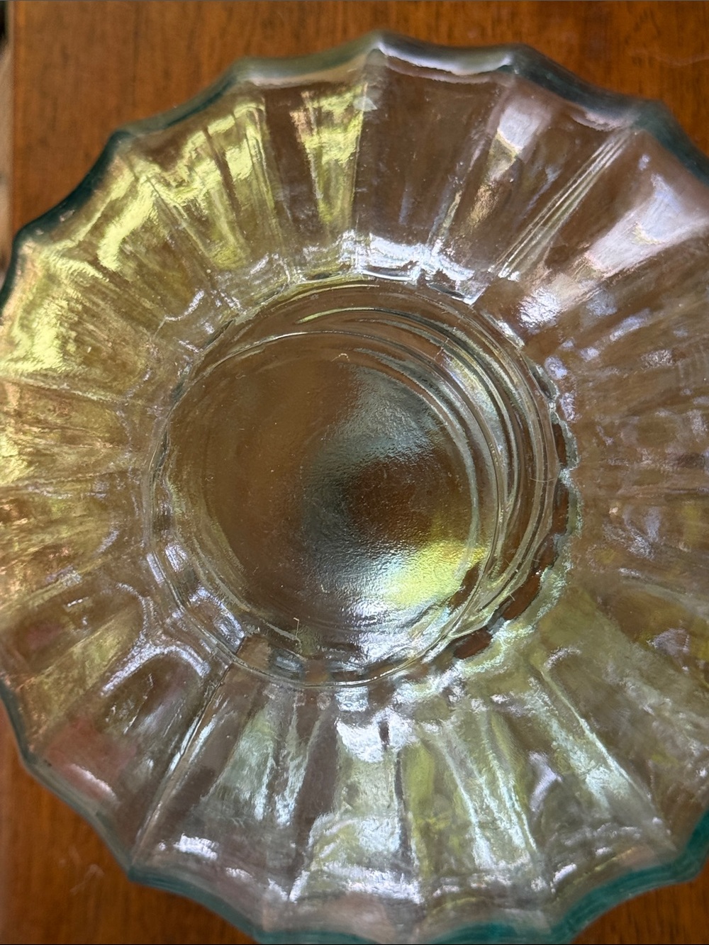 Ribbed ( Vintage) Glass Decorative Vase with Jute Accent. - Picture 4 of 5